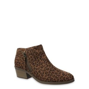 Animal print memory foam bootie